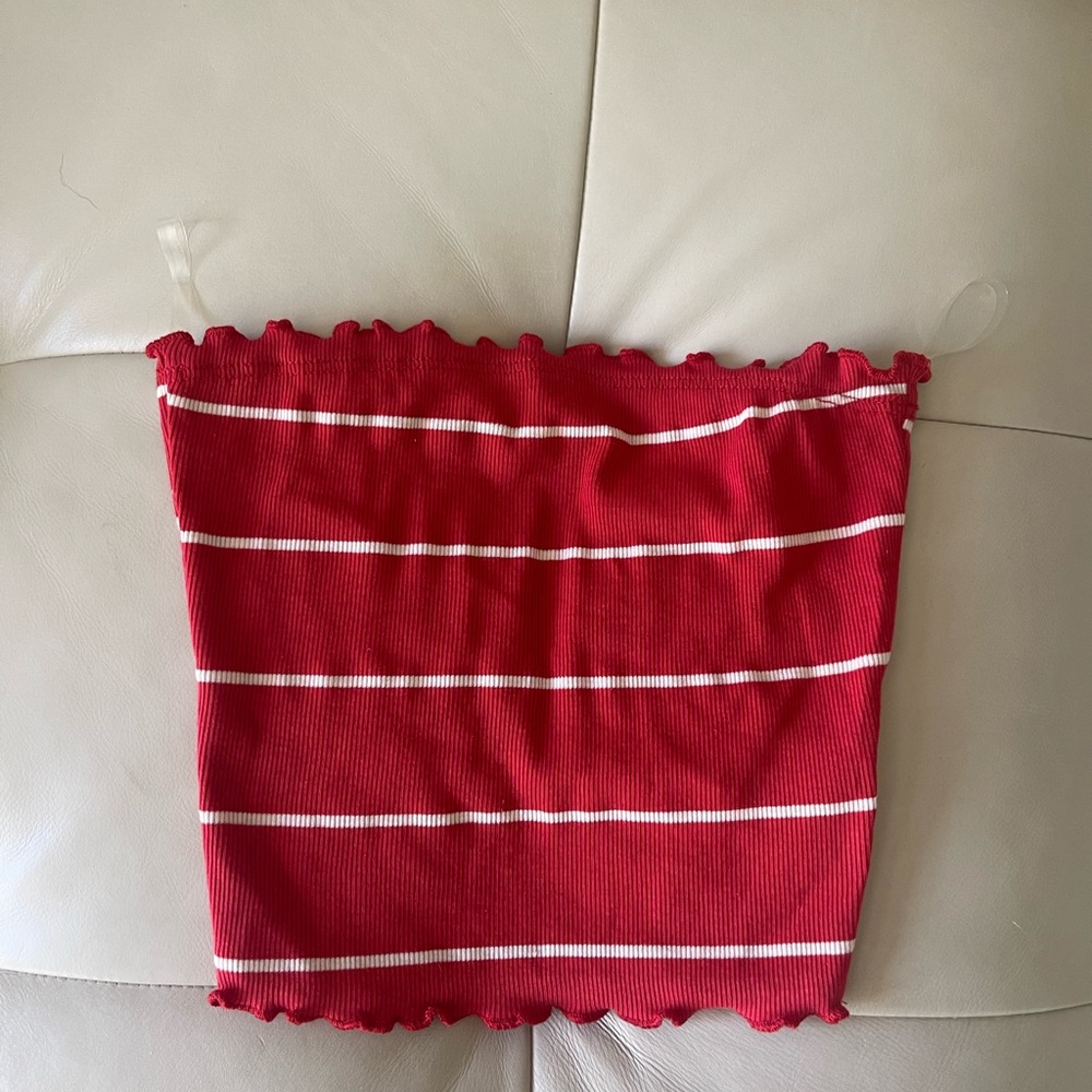 red and white stripped tube top